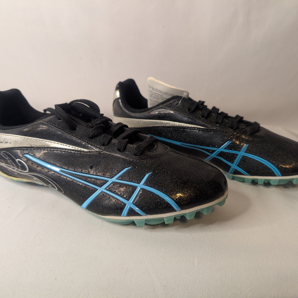 NIB Asics Hyper-RocketGirl SP 4 Women's Size 6 Black and Blue Track Shoes